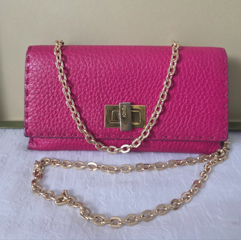 Auth Fendi Peekaboo Selleria Bicolor Long Wallet